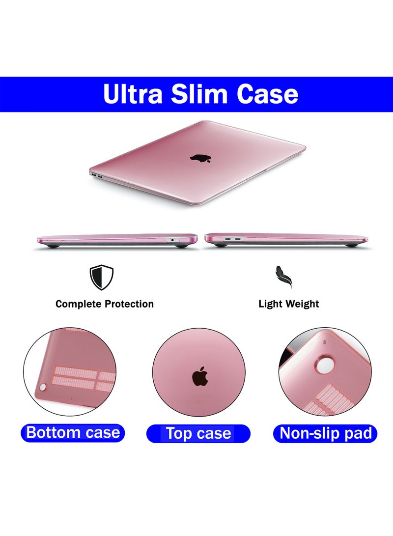 RKINC For MacBook Pro 13 inch Case 2024 2023-2016 M1 M2 A2338 A2289 A2251 A2159 A1706 A1989, Plastic Protective Hard Shell Cover, Keyboard Cover & Screen Protector, Transparent Pink - Image 2